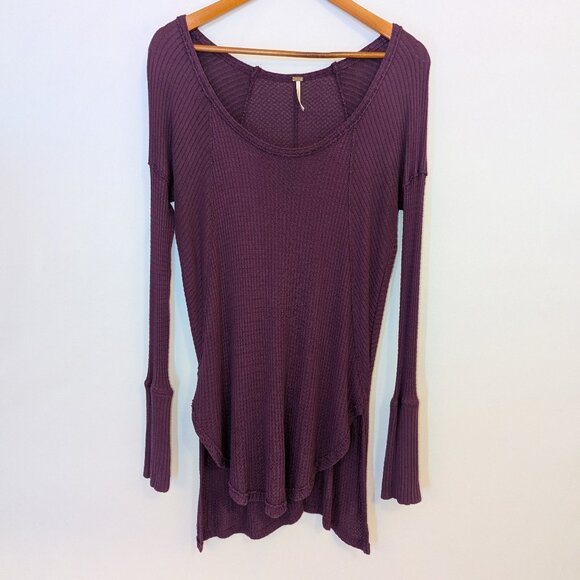 Free People | Ventura Waffle Knit Thermal Tee in African Violet	| Size Small - Picture 4 of 12